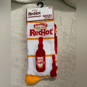 Men’s  / Unisex novelty socks Franks Red Hot (Rare )!! . Fits shoe size 6-12 NWT